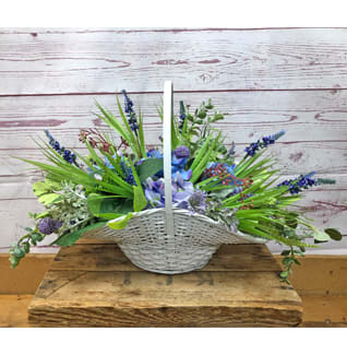 Blissful Blues Basket in Silk (Artificial) Flower Bouquet