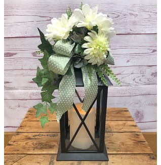 Green and White Silk (Artificial) Lantern Flower Bouquet