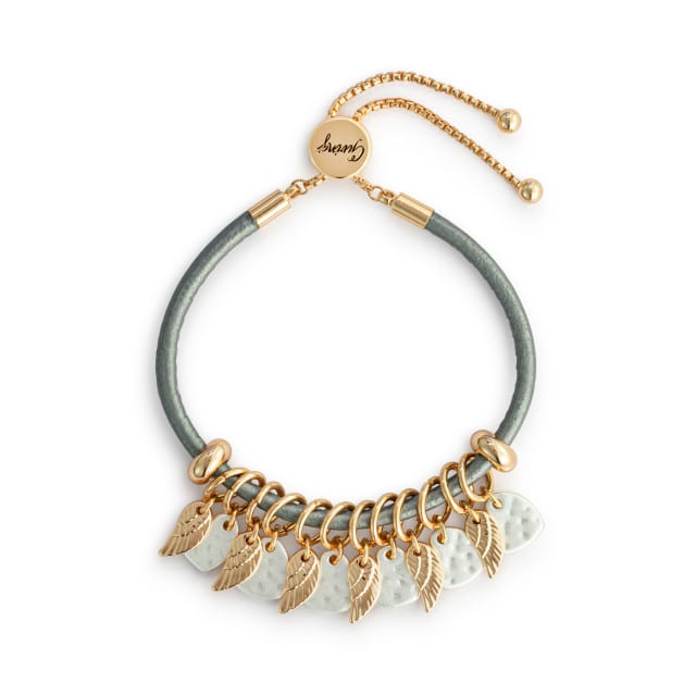 Gunmetal Heart and Wing Charm Bracelet