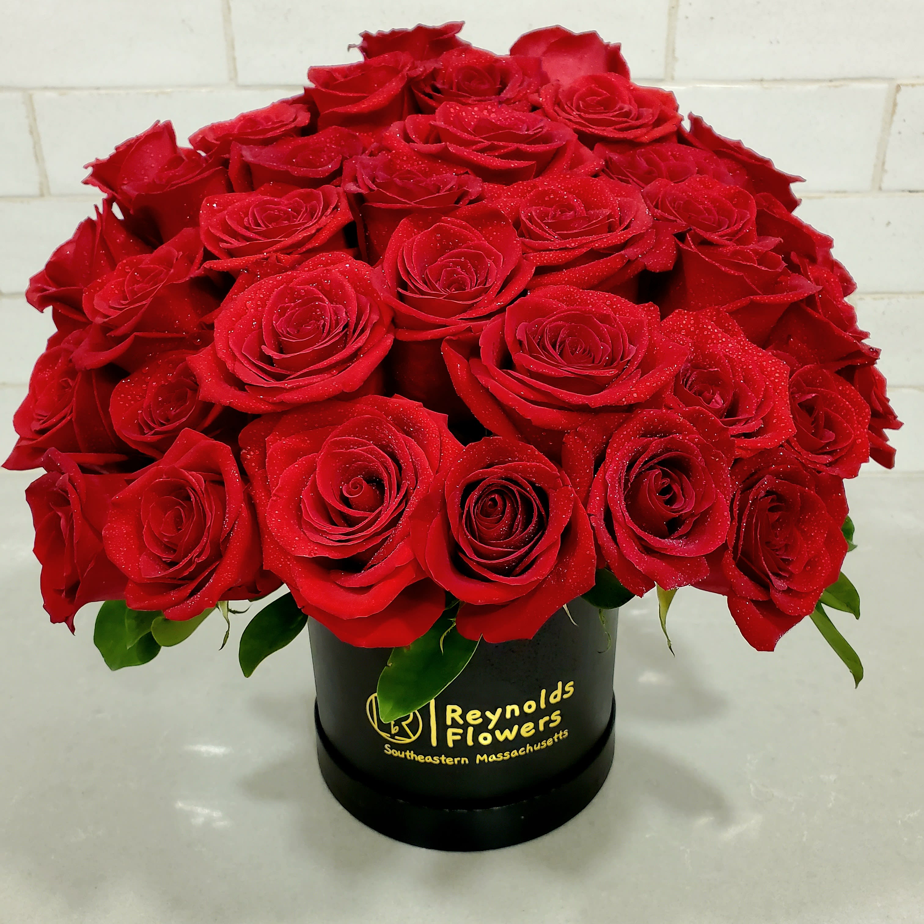 Three-dozen (36) Red Rose Hat Box Bouquet