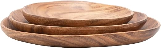 Hand-Carved Acacia Wood Bowls Flower Bouquet