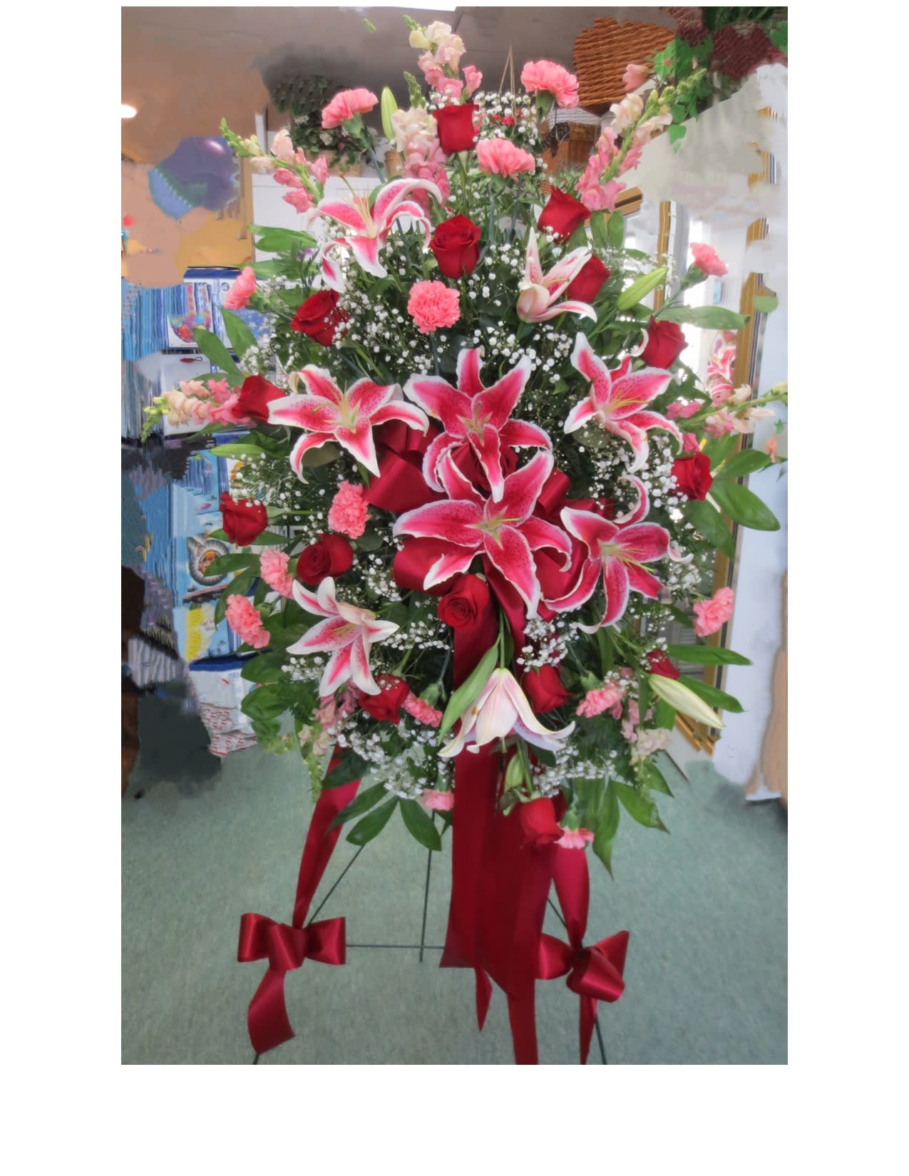 Rose and Lily Remembrance Standing Spray