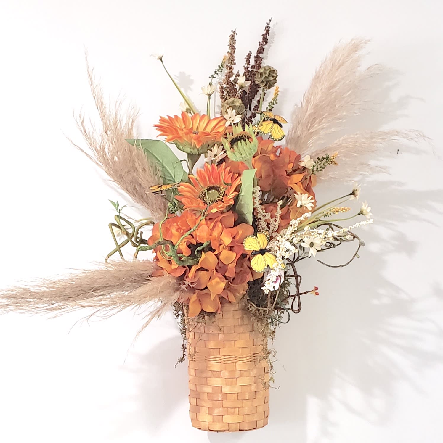 Everlasting Sassy Sunflower Wall Basket Flower Bouquet