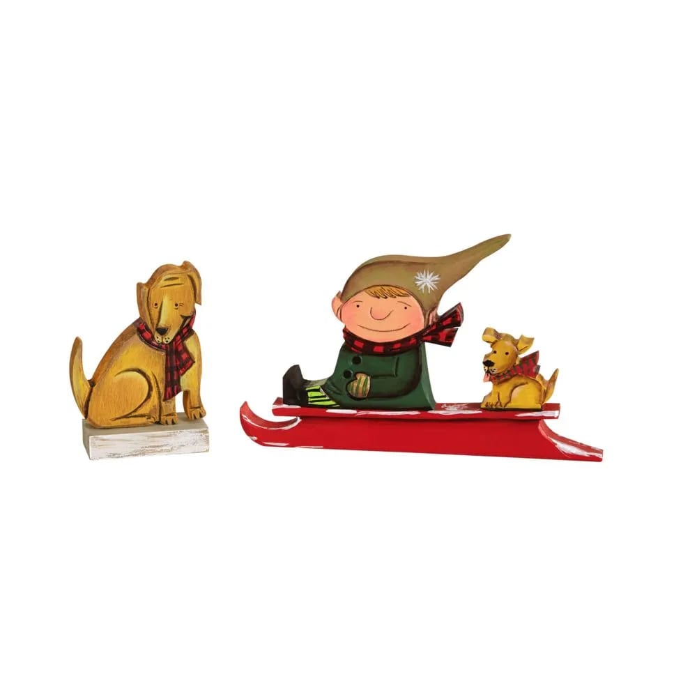 Elf on Sled and Dog