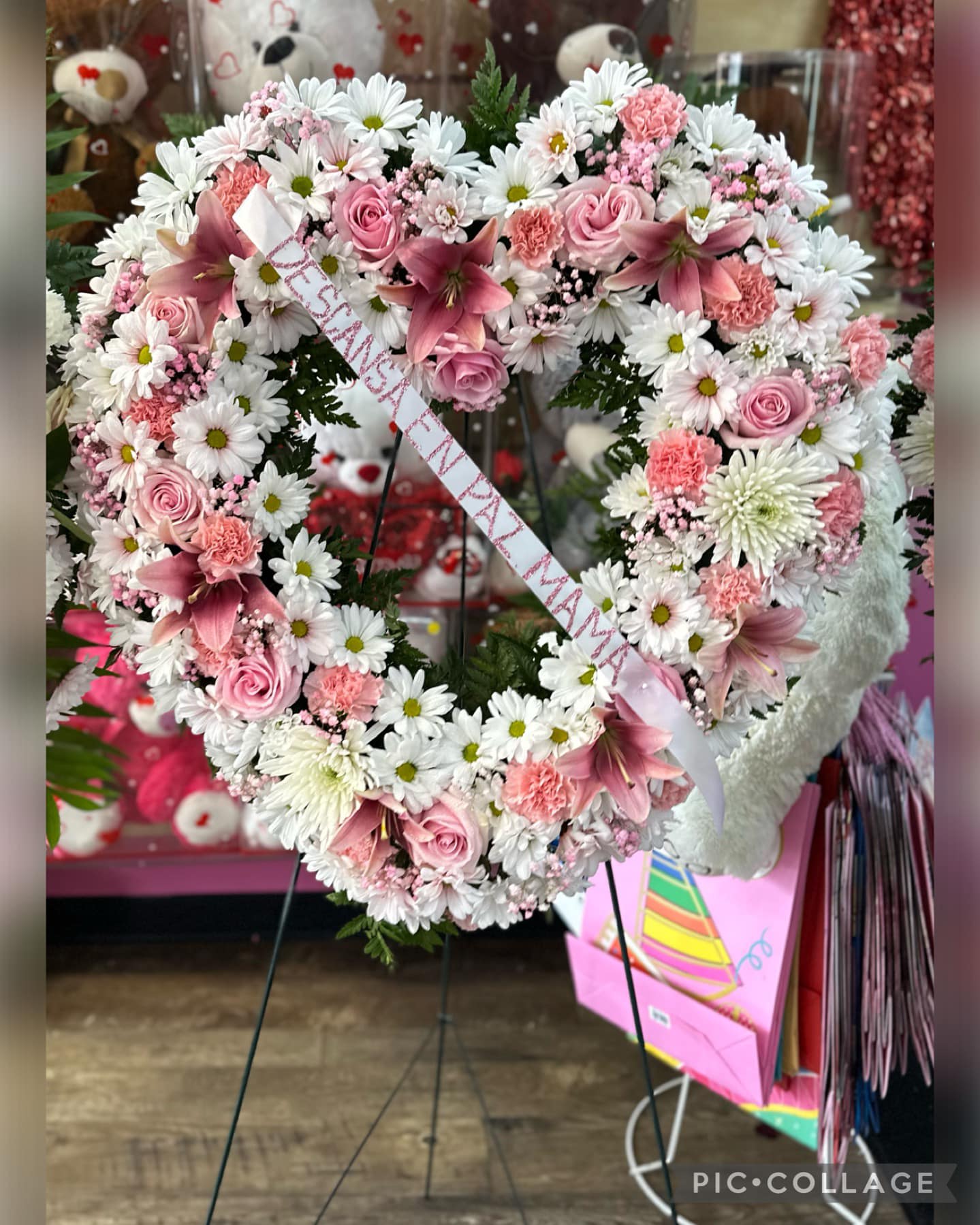 Pink and White Open heart Flower Bouquet