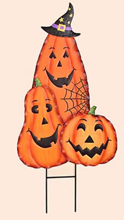 Metal Halloween Figures Yard Stakes Flower Bouquet