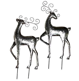 Silver Reindeer Yard Stake