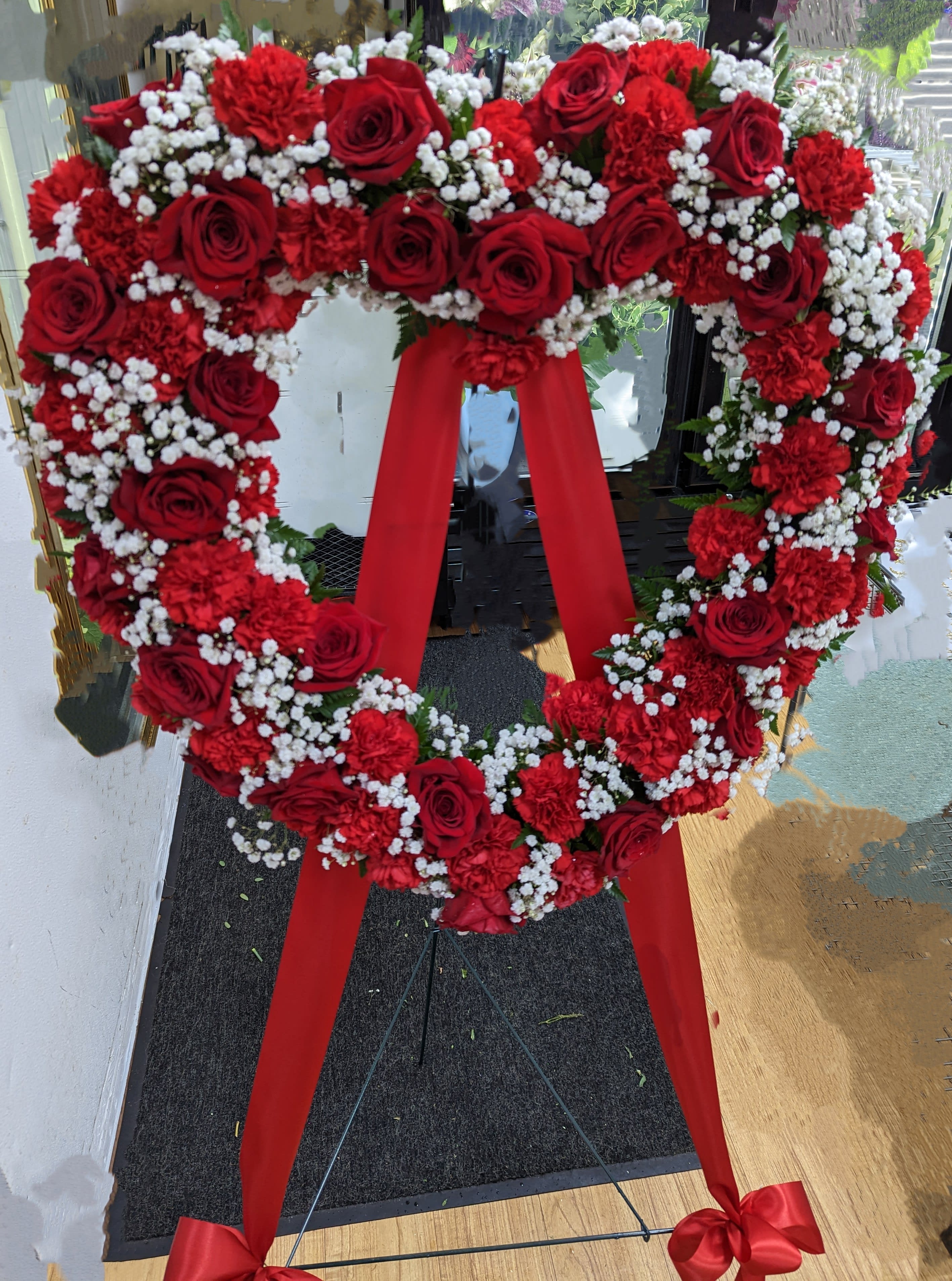 Red Rose and Carnation Open Heart