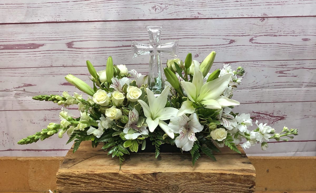 Eternal Light Bouquet with Keepsake Glass Cross