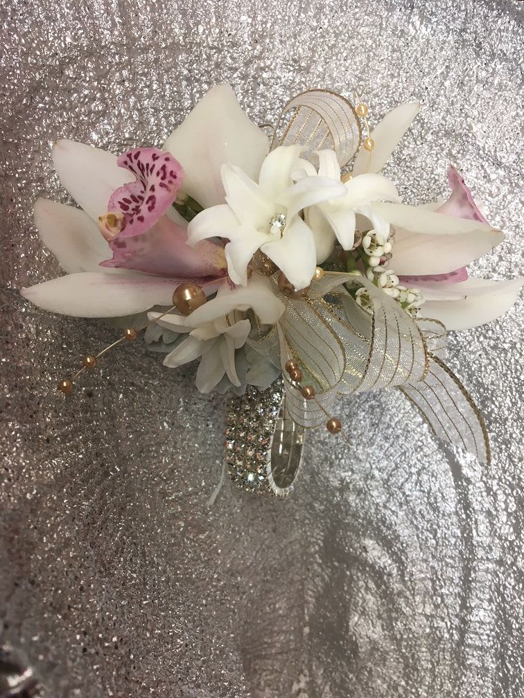wrist corsage pink/white