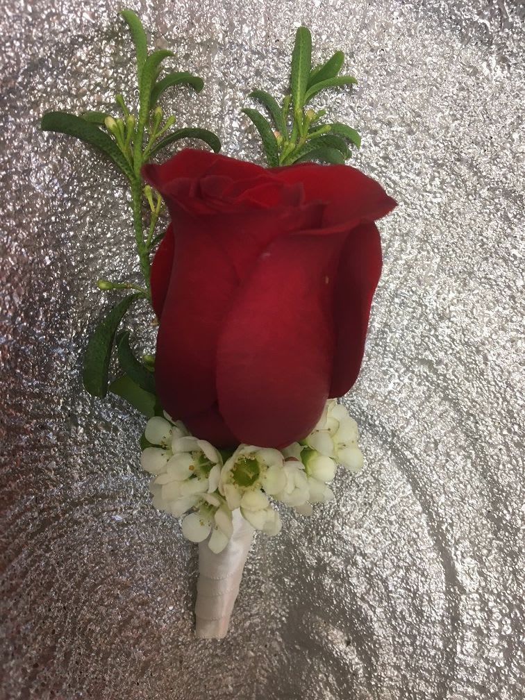 boutonniere red & white