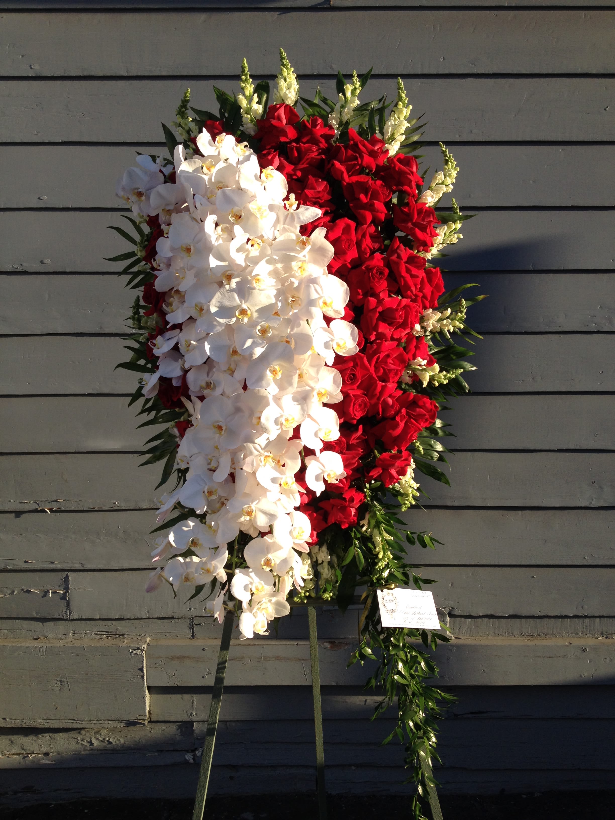 funeral spray with phalaenopsis orchids