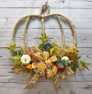 Straw Pumpkin Silk (Artificial) Wreath