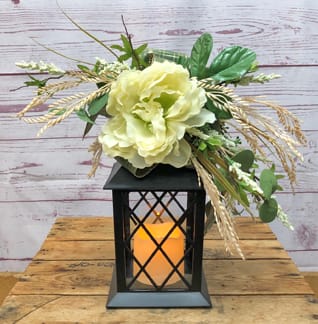 White and Wheat Silk (Artificial) Lantern Flower Bouquet