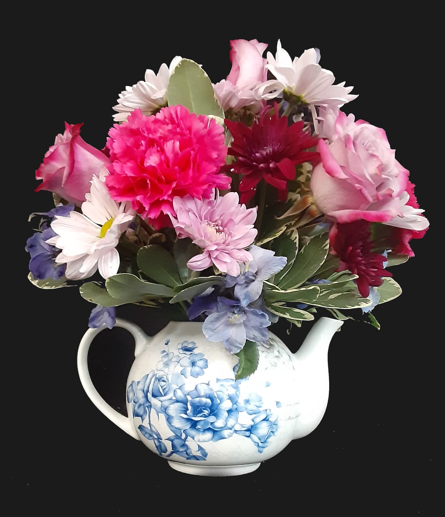 Blue Rose Tea Pot