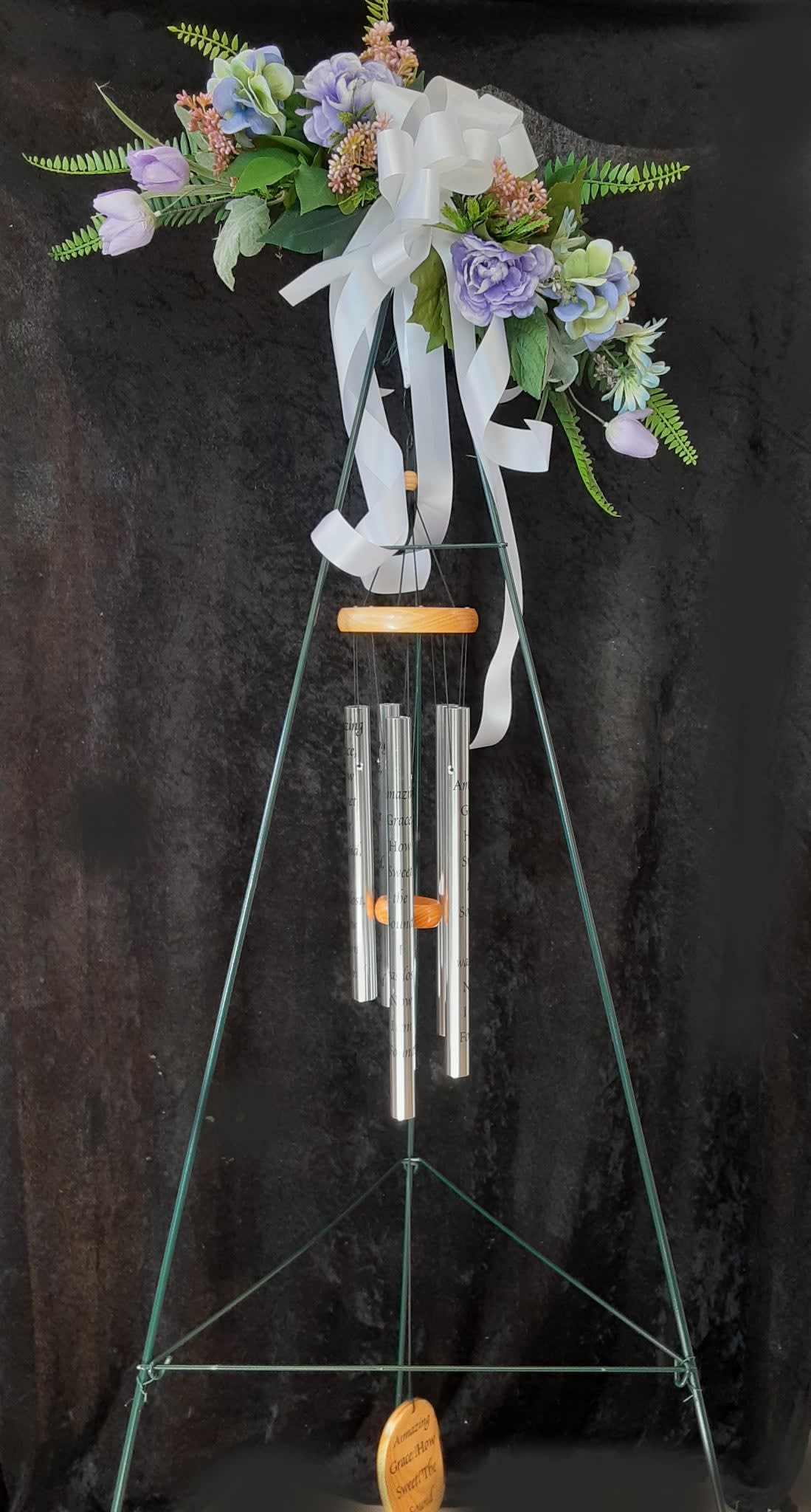 Wood Wind chime with silk flowers