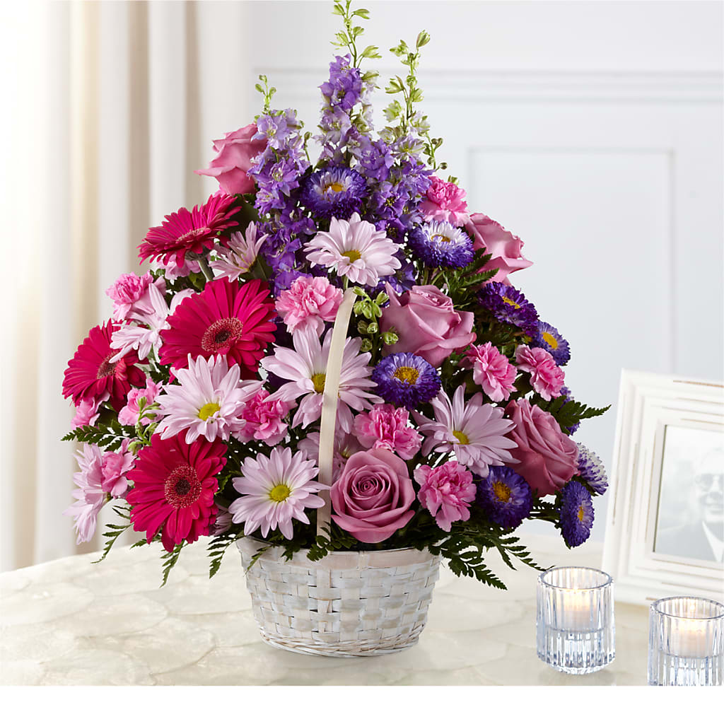 Pastel Peace Basket Flower Bouquet
