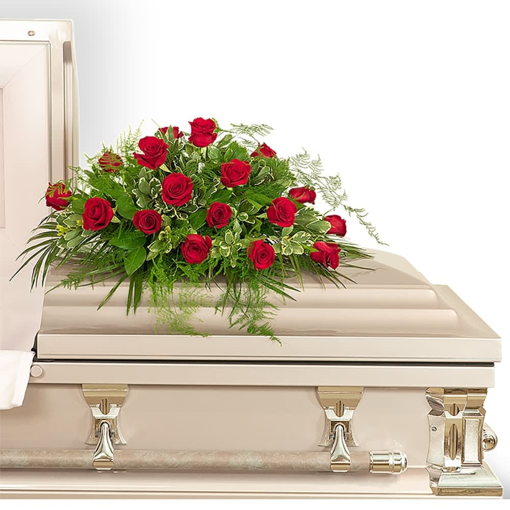 18 Red Roses Casket Spray Flower Bouquet