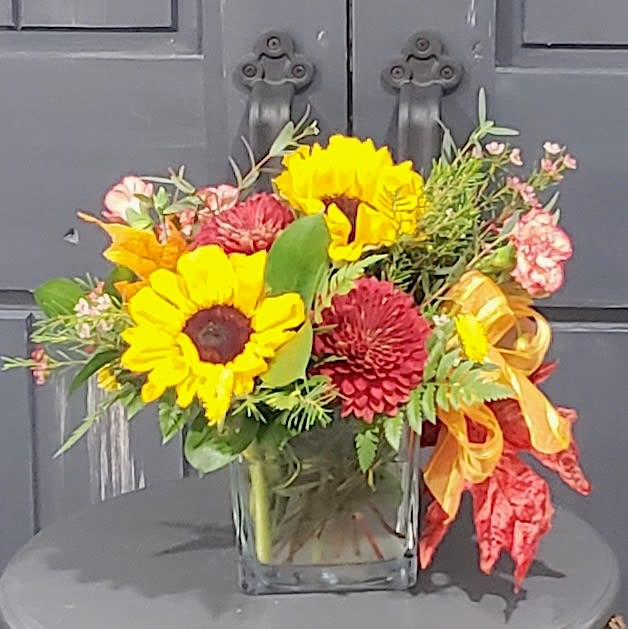 Autumn Song in Glass Flower Bouquet