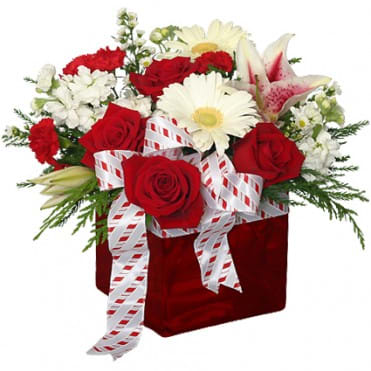 Christmas Ribbon & Roses Bouquet