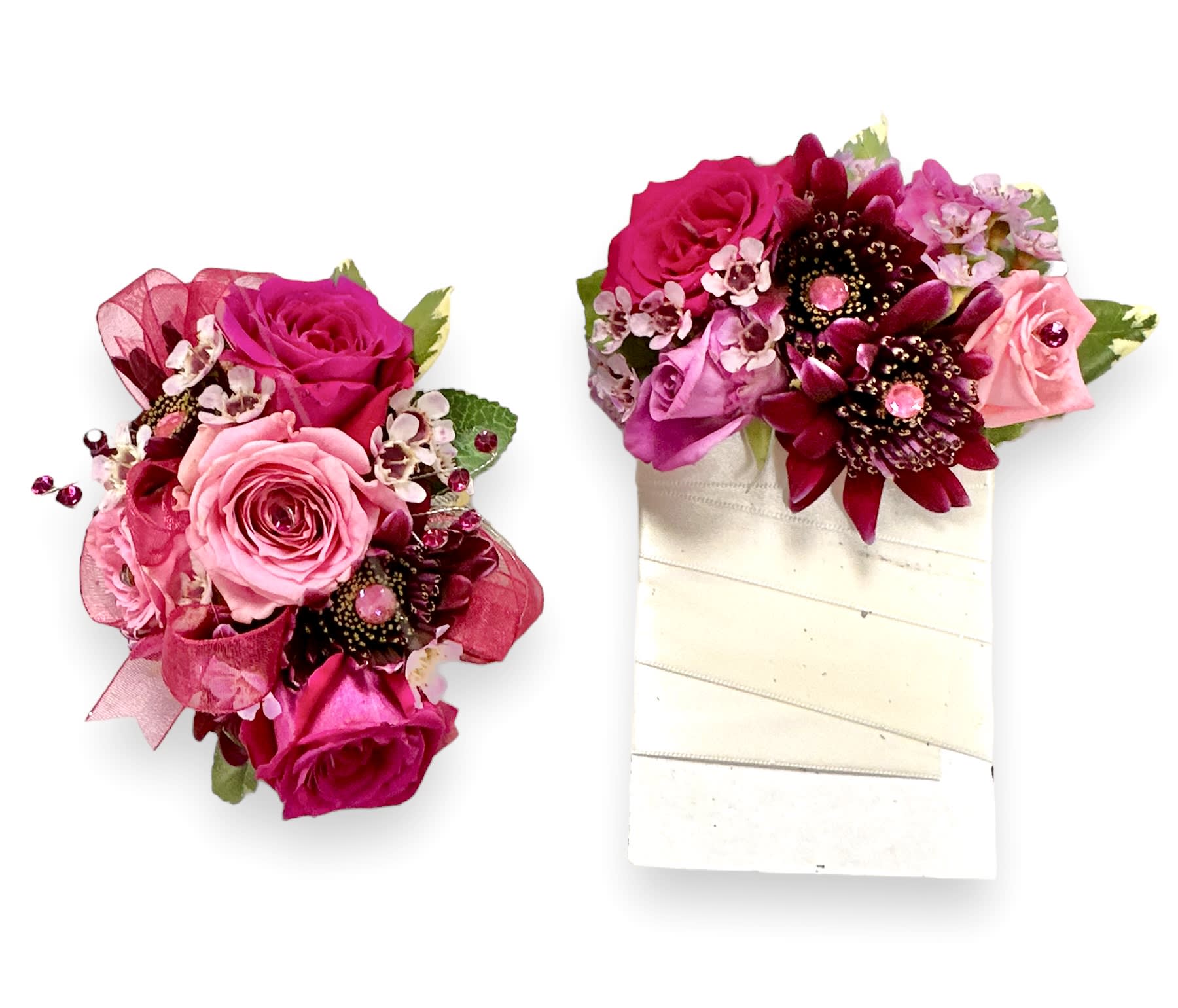 Blushing Rose Harmony Wristlet and Boutonniere Ensemble