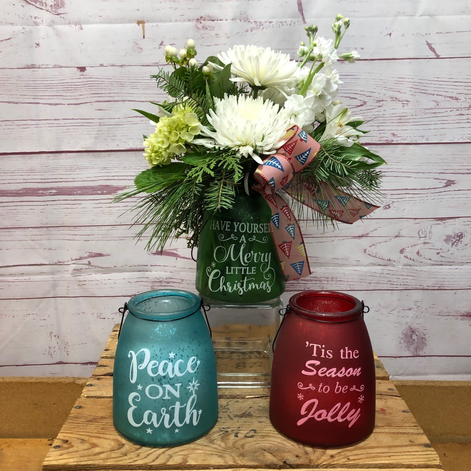 Joyful Glow Mercury Vase Arrangement