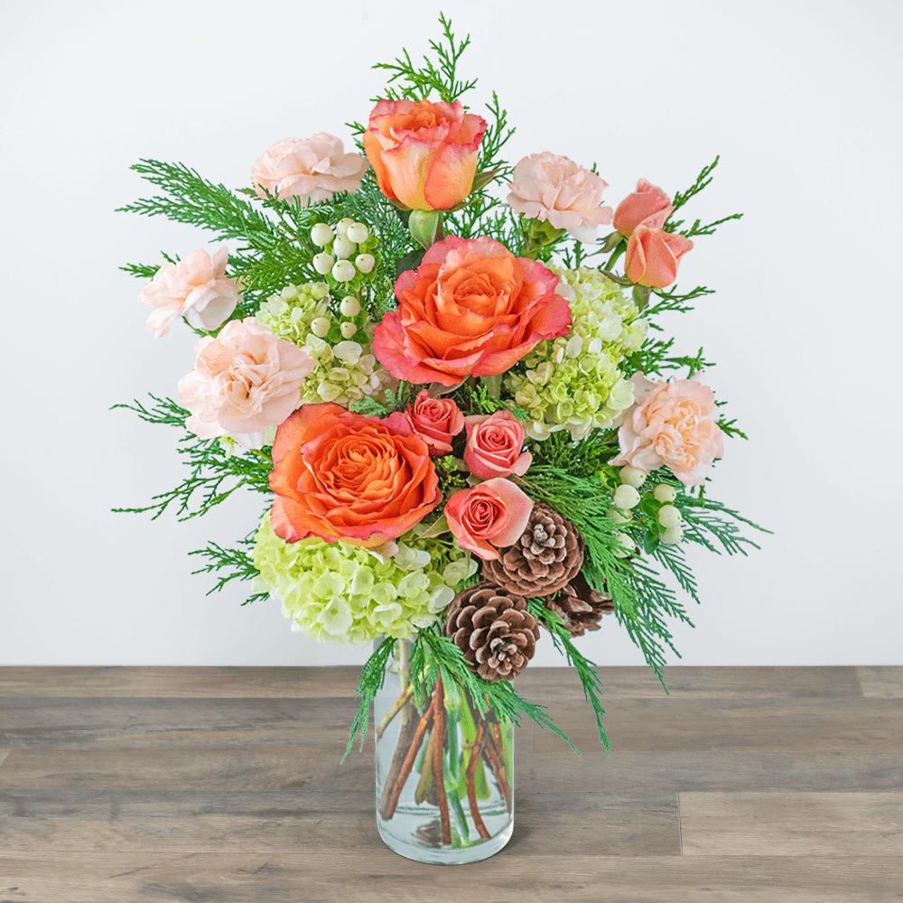 Frosted Peach Glow Flower Bouquet