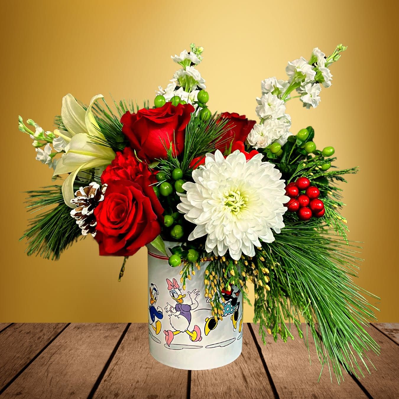 Skating with Mickey & Friends - Collectable Jar Arrangement Flower Bouquet