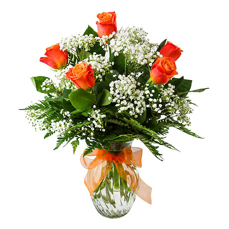 1/2 Doz Orange Roses Flower Bouquet