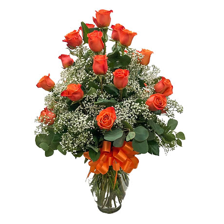 2 Doz Orange Roses Flower Bouquet