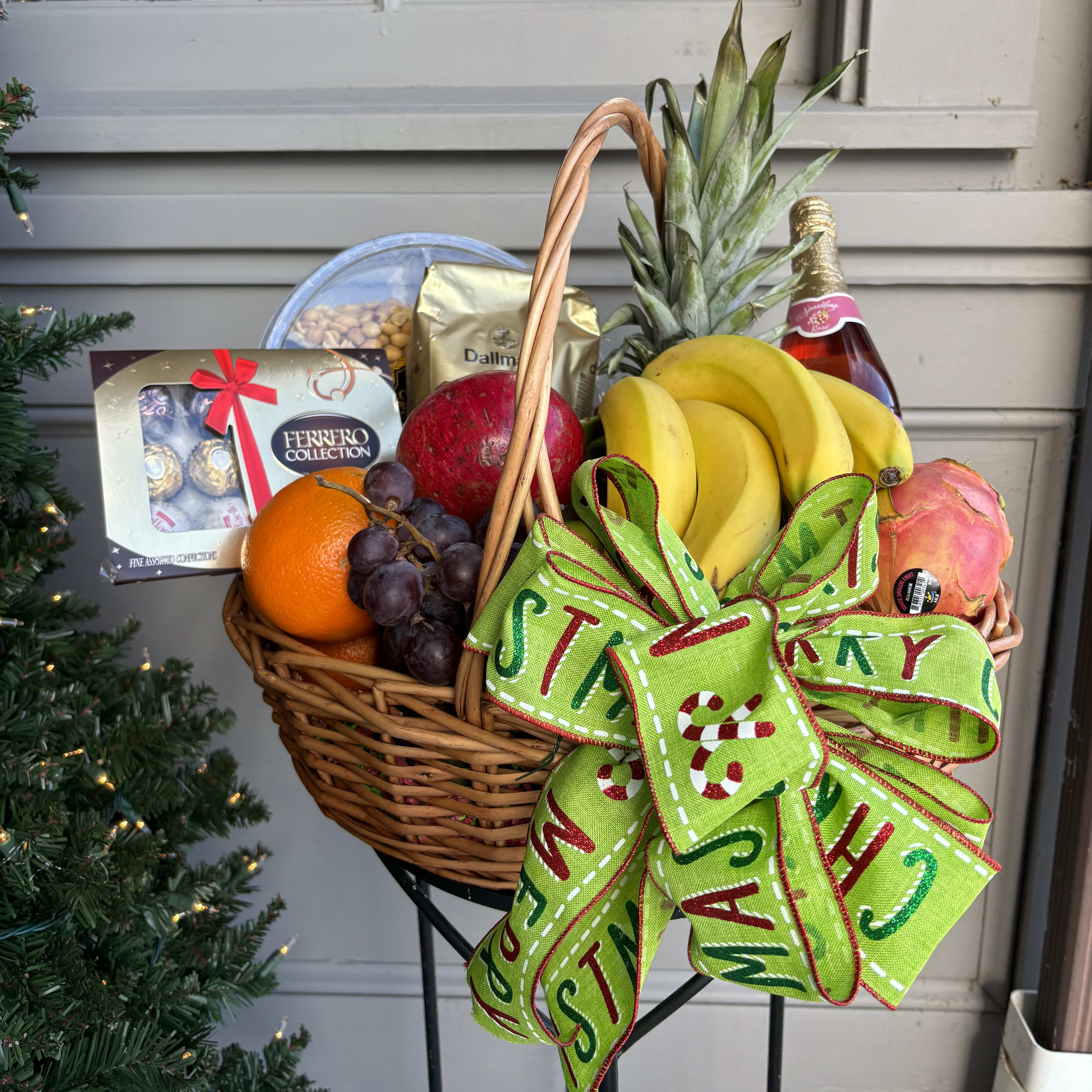 Holiday Fruit and Nut Basket Flower Bouquet