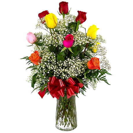1 Doz Mix Roses Flower Bouquet