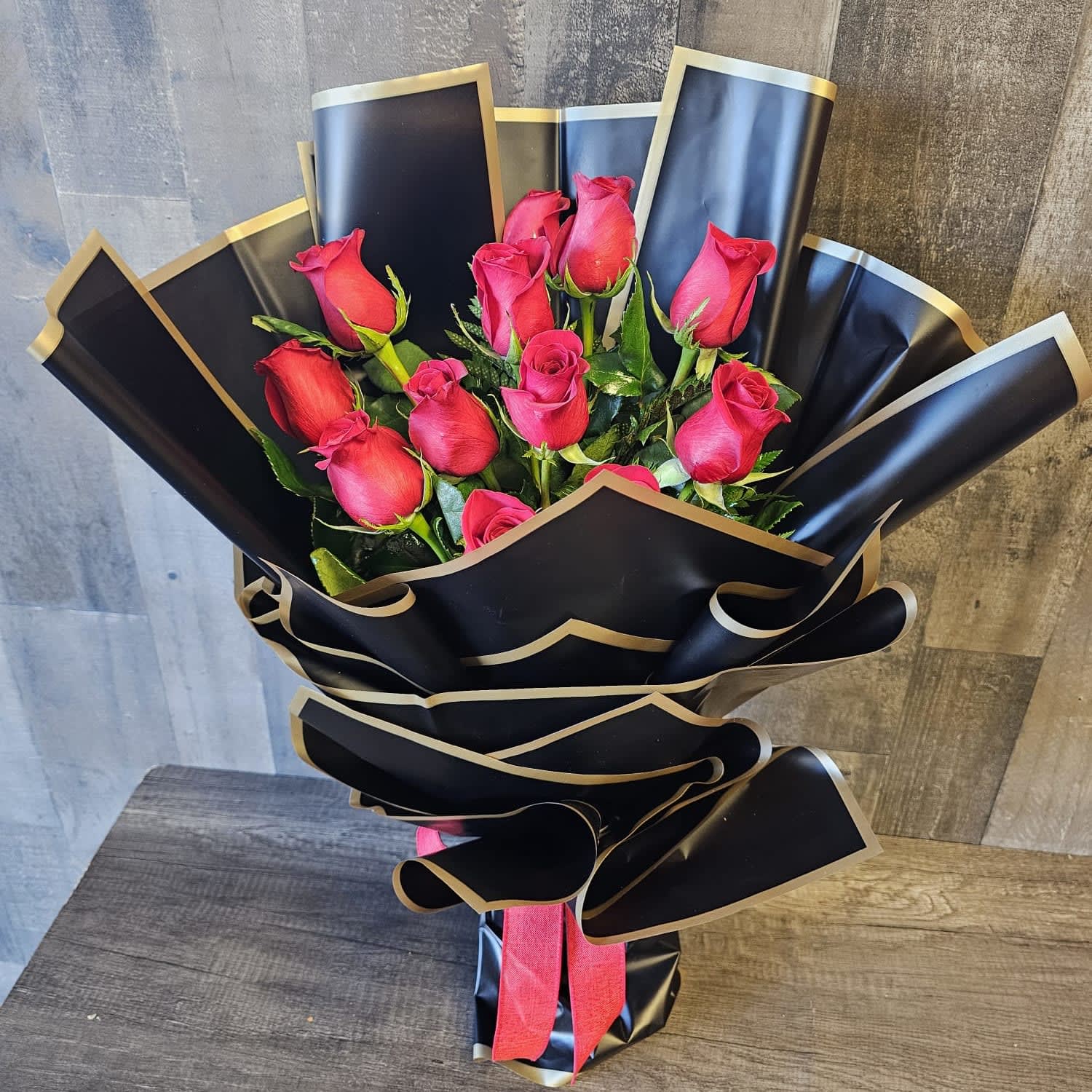 I Love You Dozen Roses Wrapped Flower Bouquet