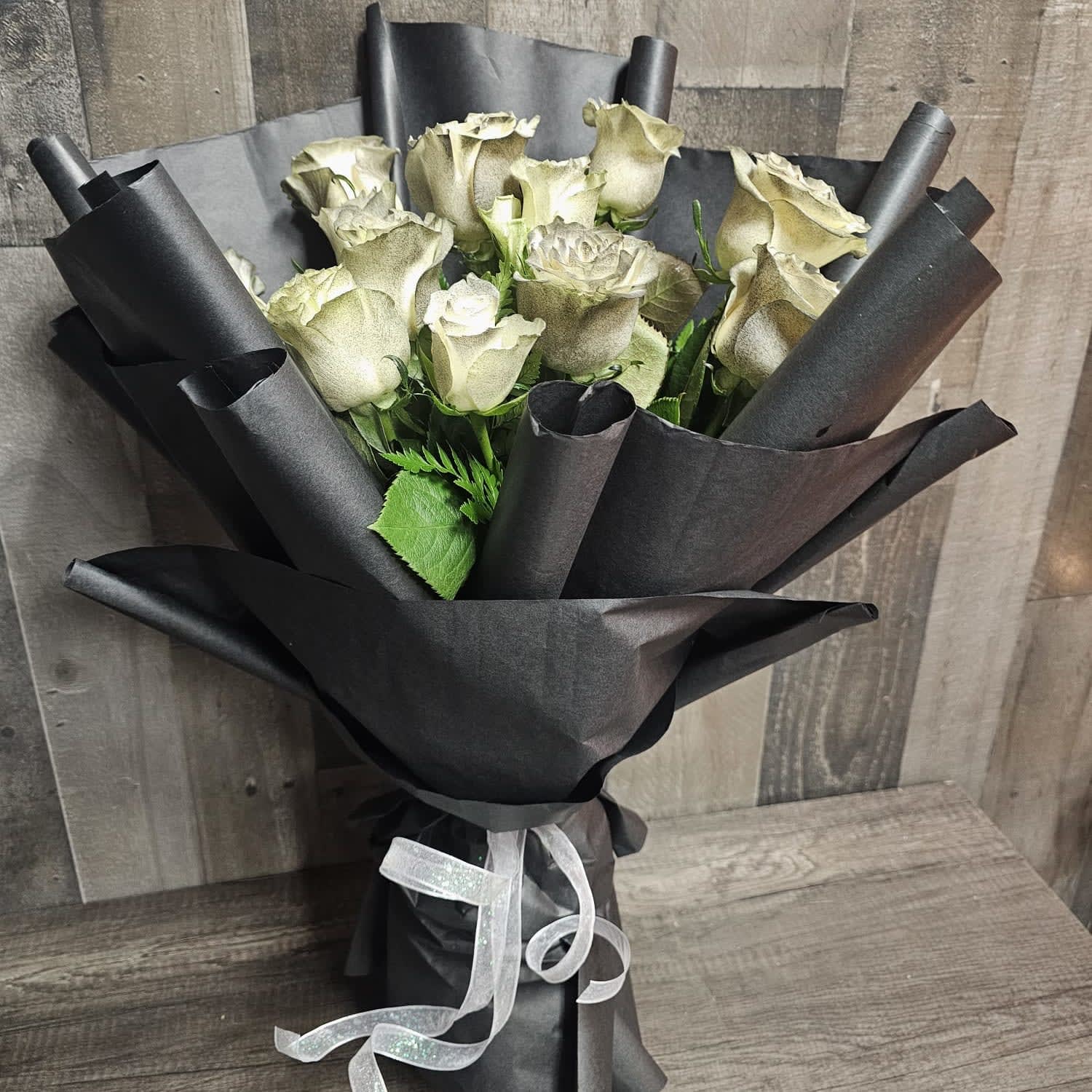Charcoal Rose Wrapped Bouquet