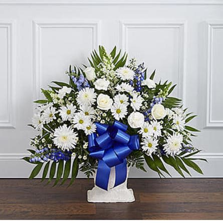 BLUE & WHITE FLOOR BASKET Flower Bouquet