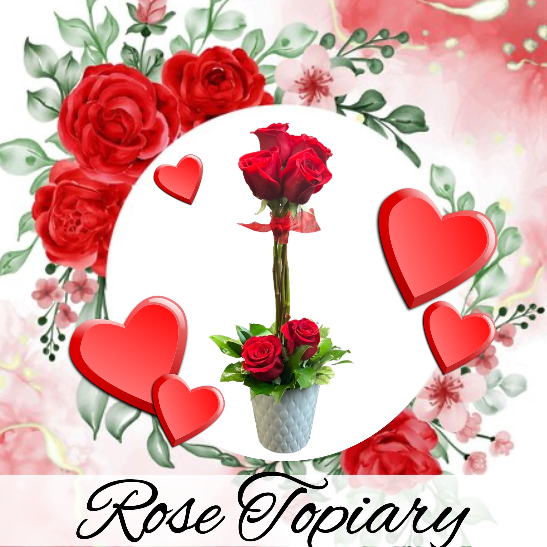 Valentine Rose Topiary