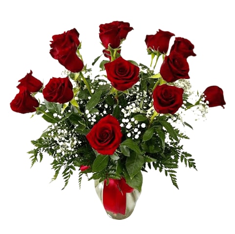 18 Classic Red Roses in a Vase R-221