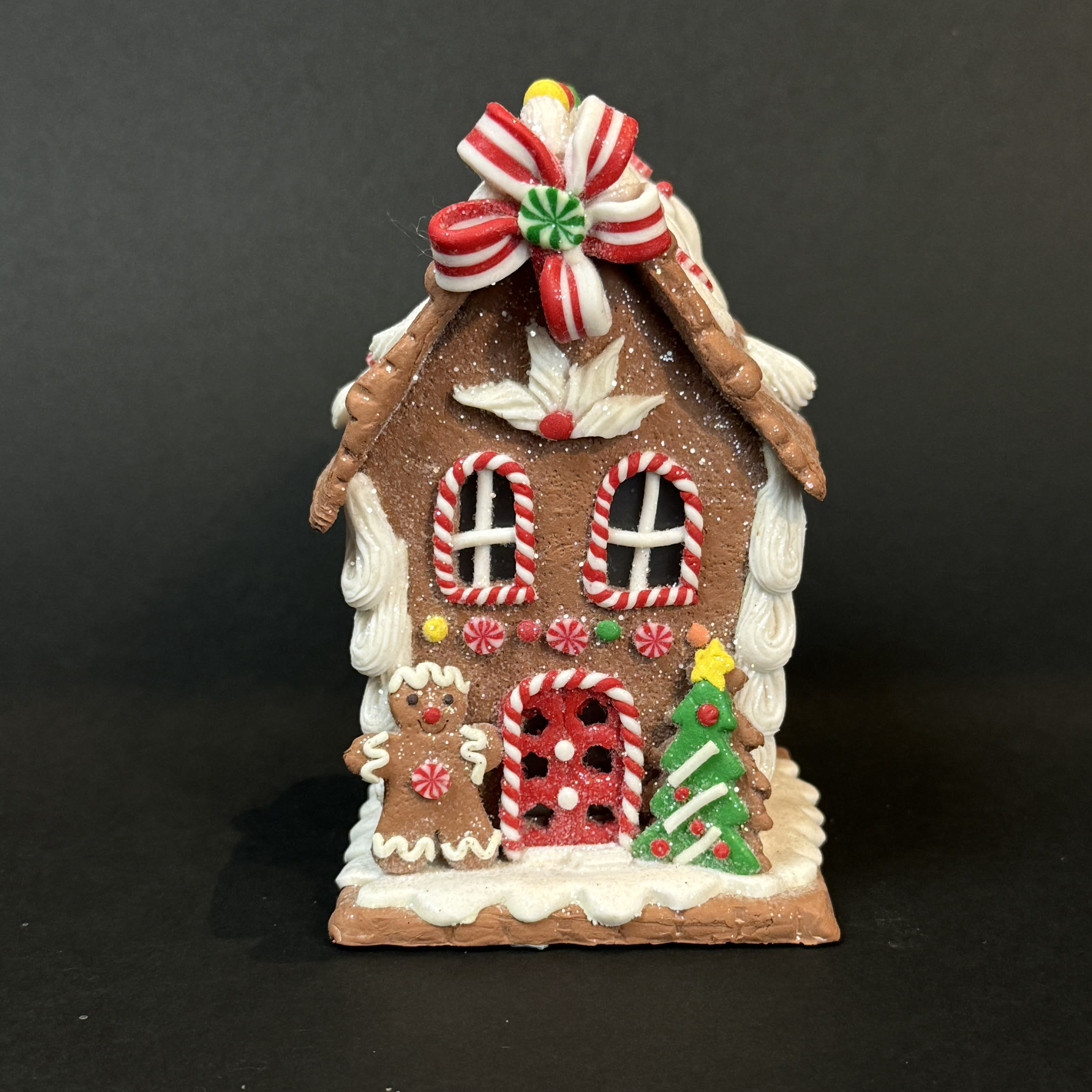 LIGHTED GINGERBREAD HOUSE small 5.5" H