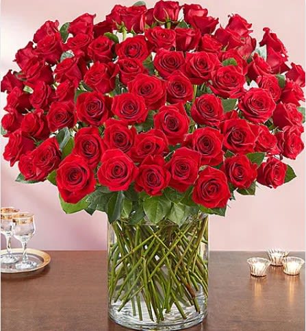 100 Premium Long Stem Red Roses Flower Bouquet