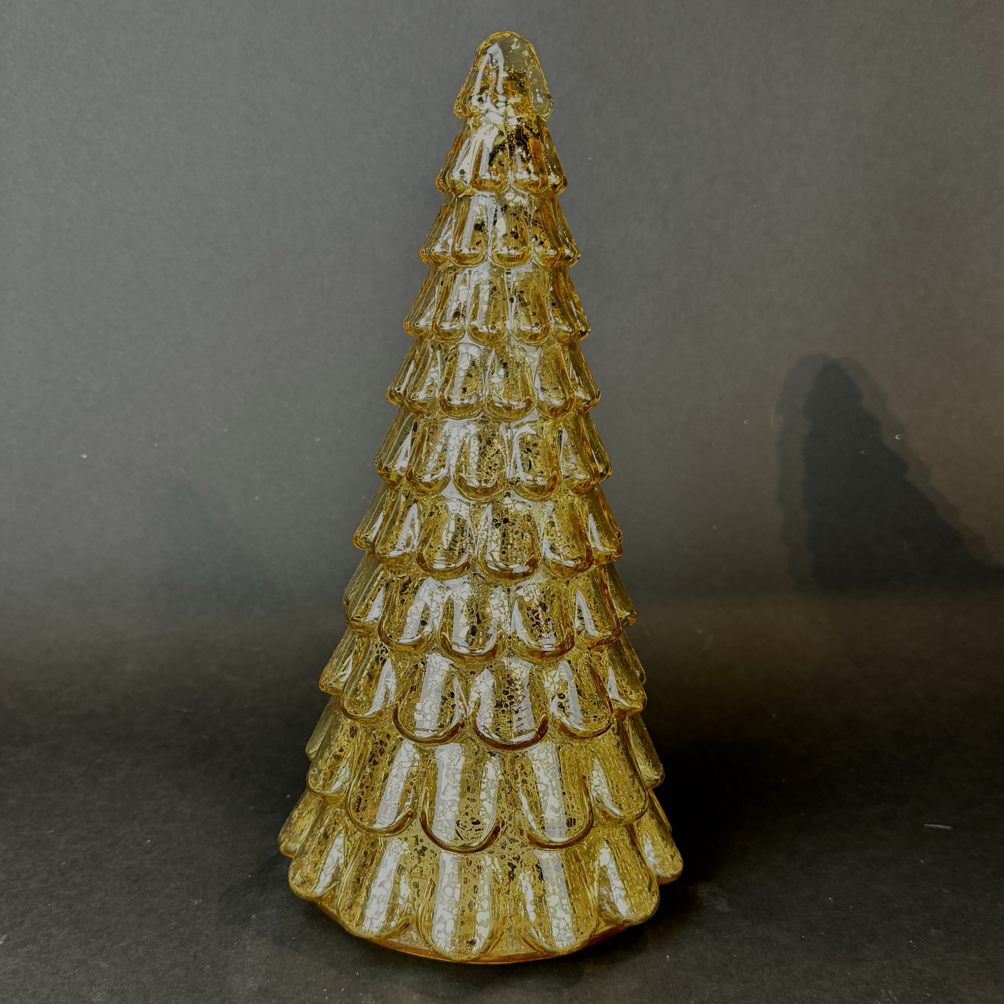 Gold Mercury Glass Lighted Tree 15.5" H