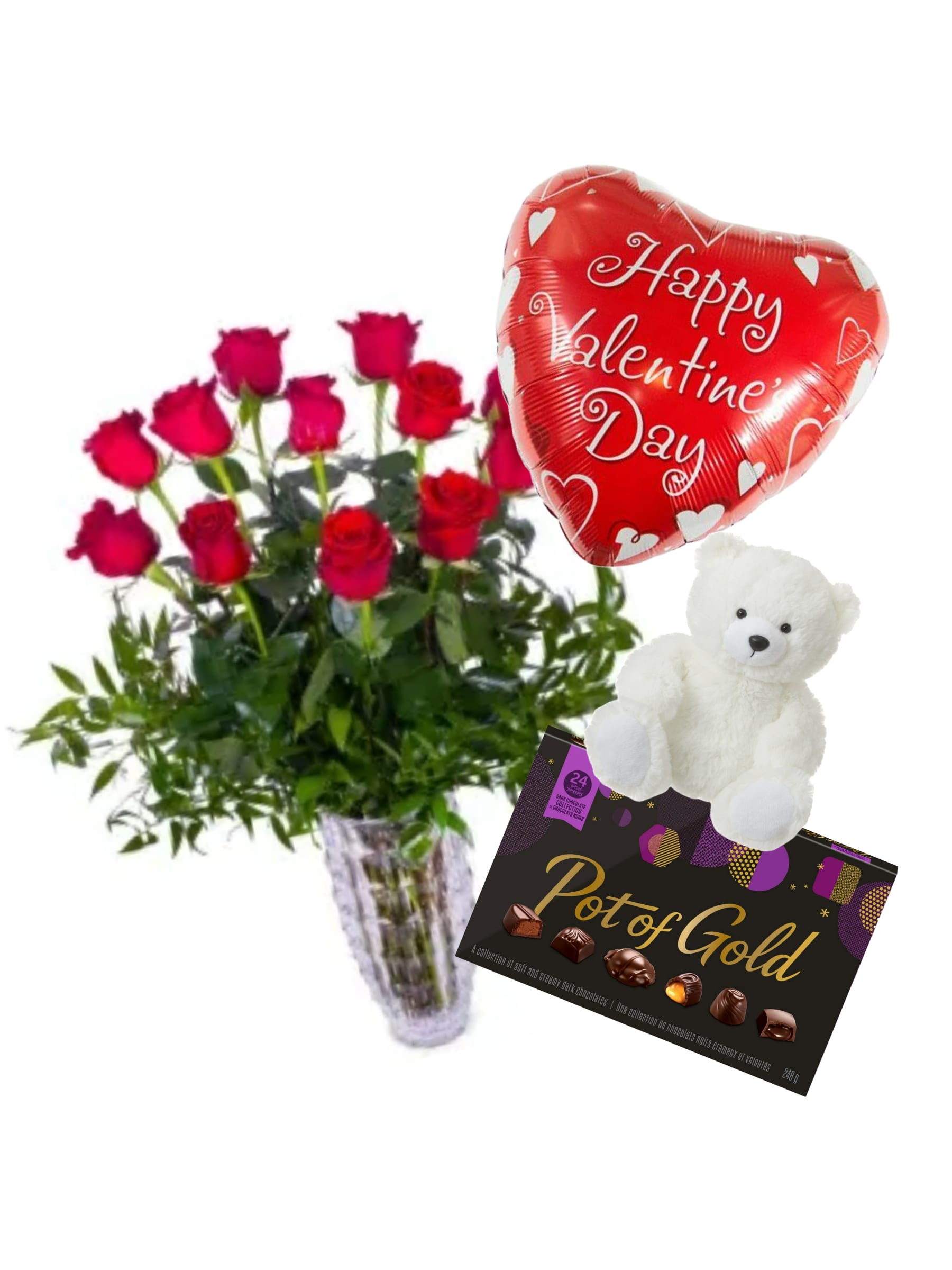 Dozen Red Rose Valentine's Day Package Flower Bouquet
