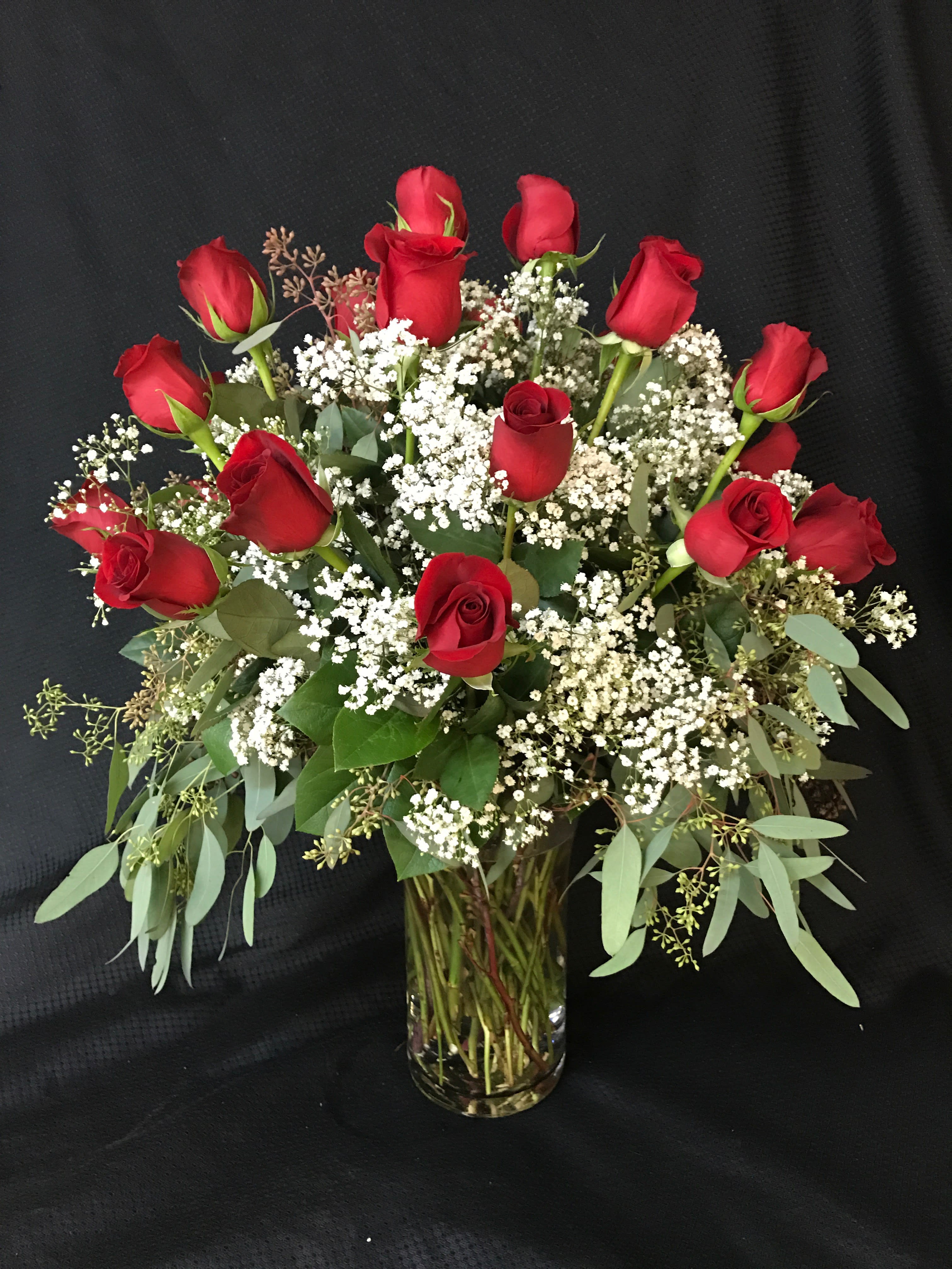 Three Dozen Red Rose Vase