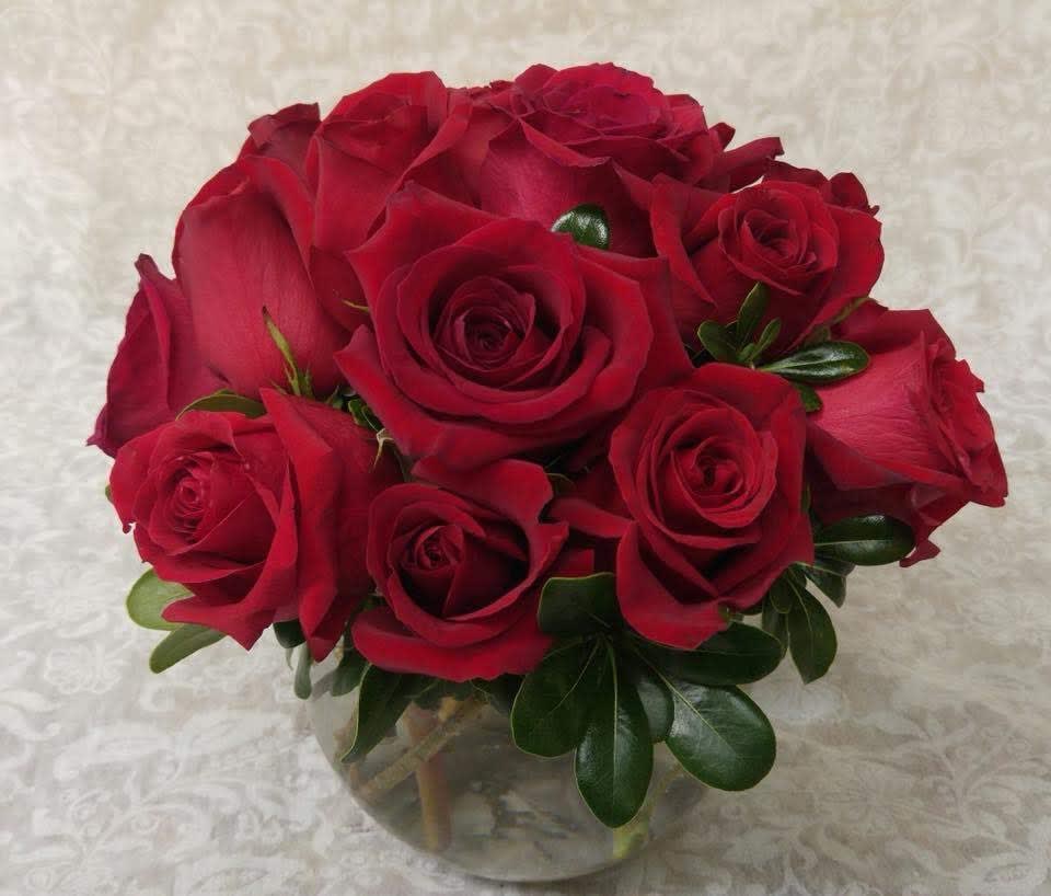 All Red Rose Arrangement Low