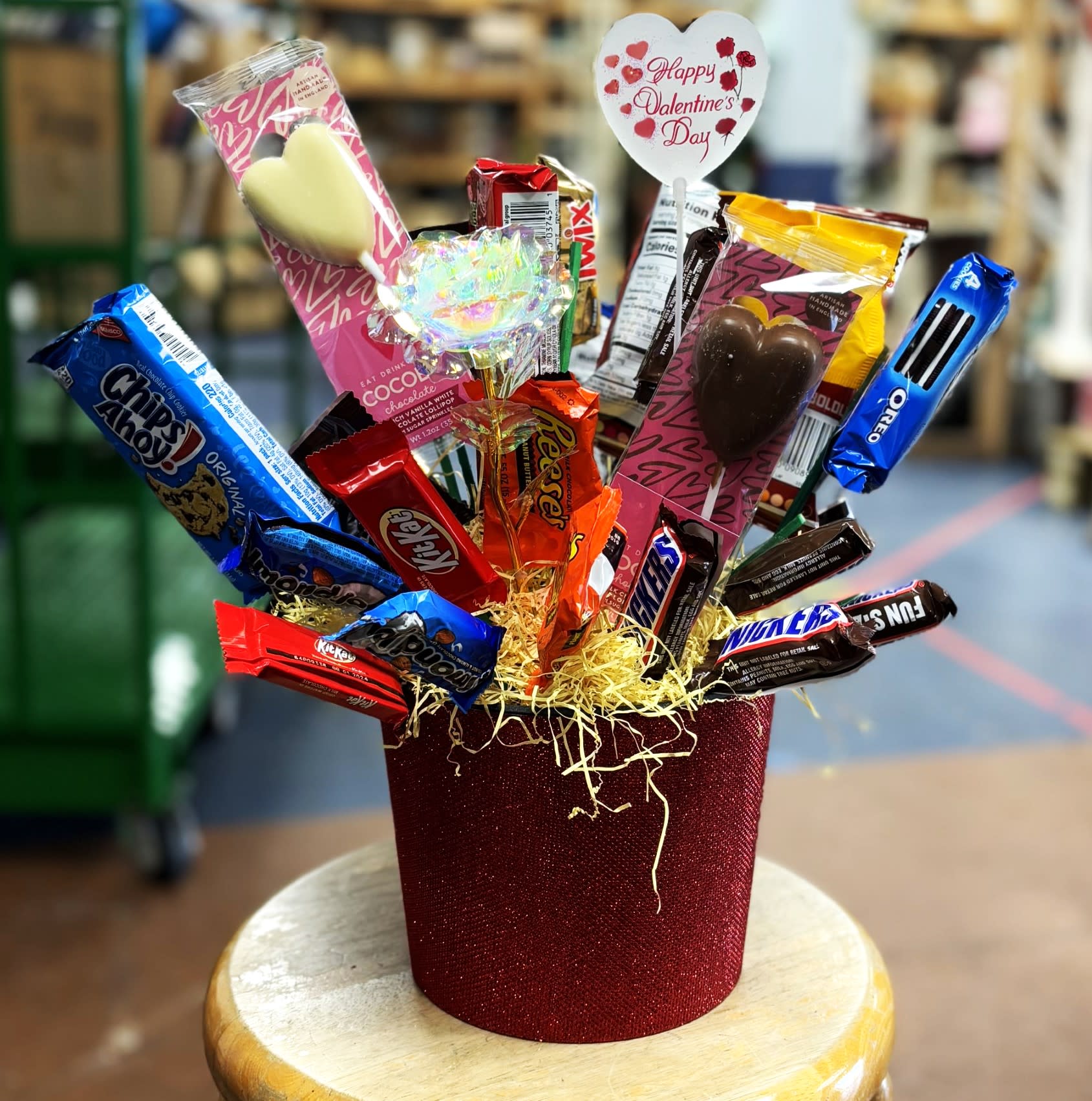 Valentine Candy Bouquet with Forever Rose