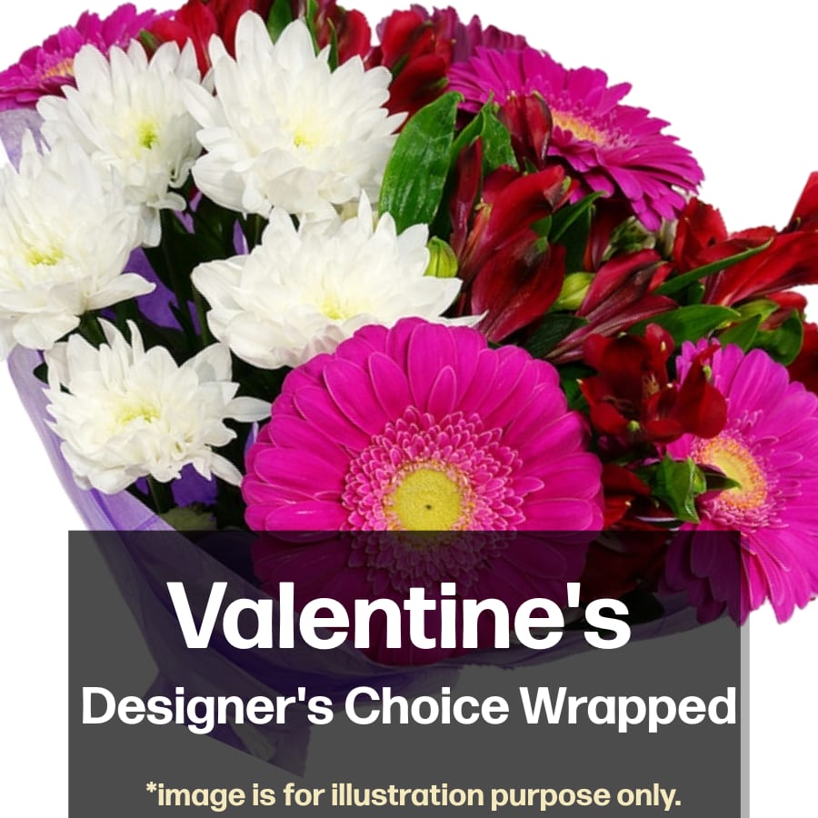 Valentine's Designer's Choice Wrapped Bouquet Flower Bouquet