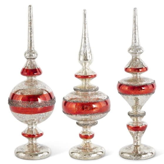 SILVER MERCURY GLASS FINIALS 10" H Assorted