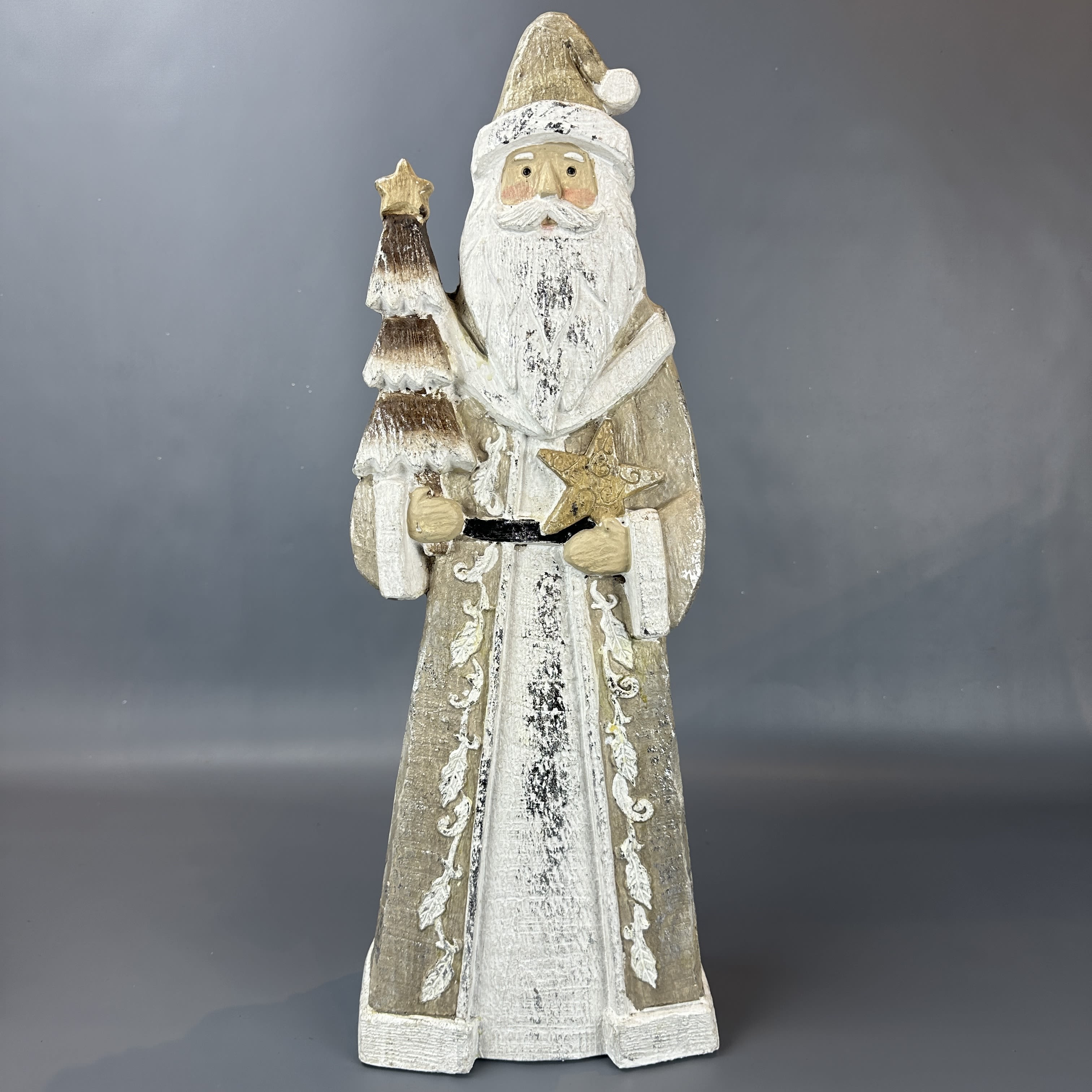Large Whitewashed Santa 23'' H