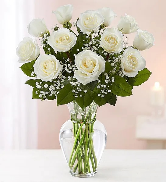 Elegant White Roses Flower Bouquet
