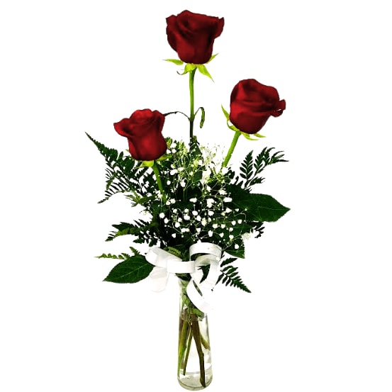 3 Red Roses in a Bud Vase VM-1794