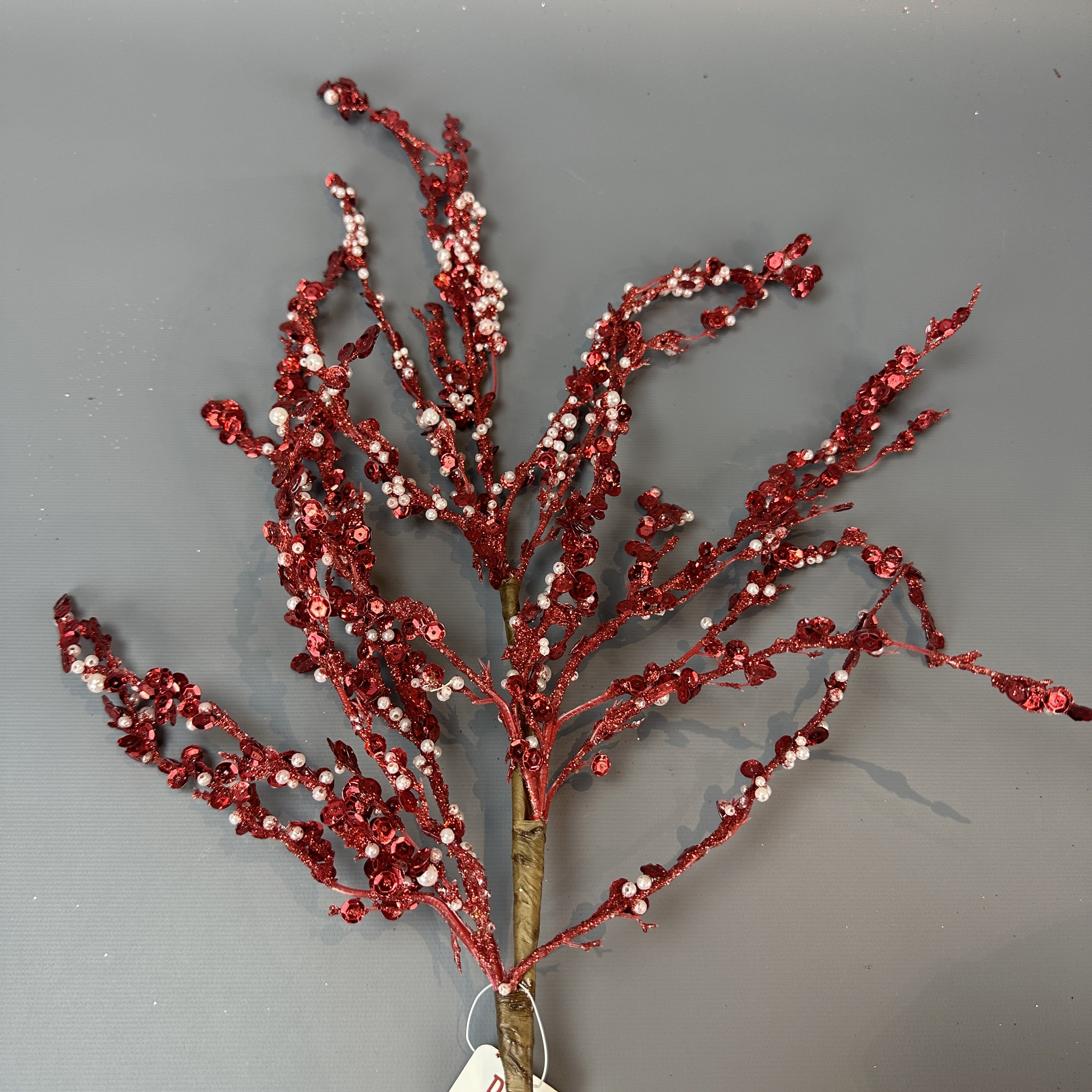 SEQUIN/PEARL RED BRANCH 27''L